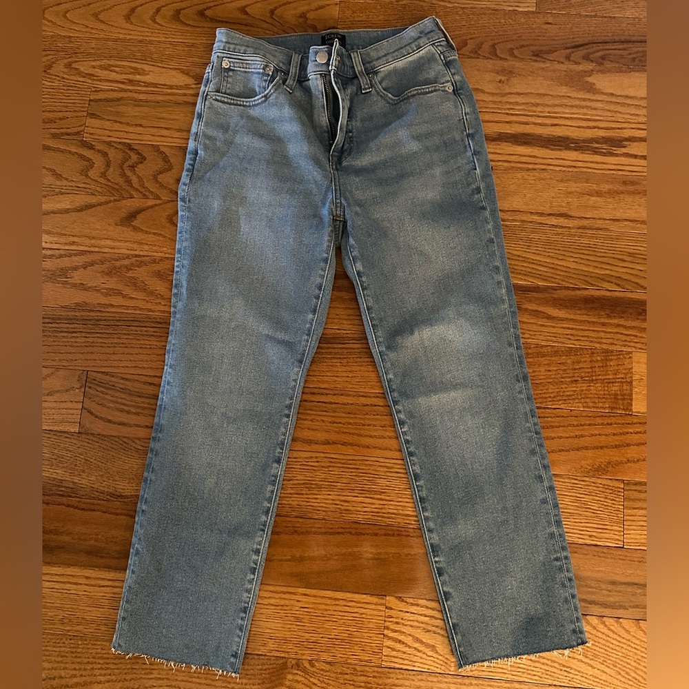 J Crew Raw Hem Petite Straight Jeans